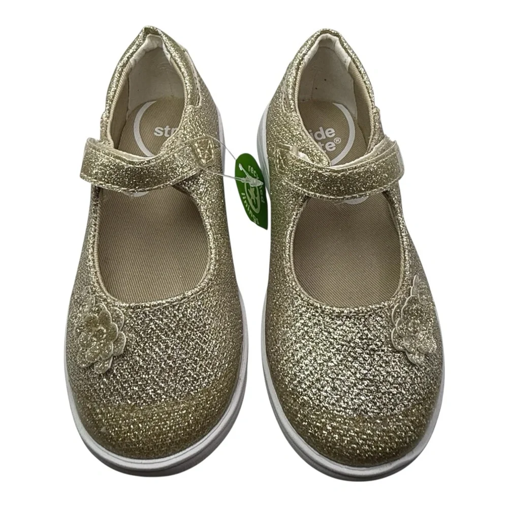 Stride Rite Gold Glitter‎ Mary Jane Shoes Girls Memory Foam NEW